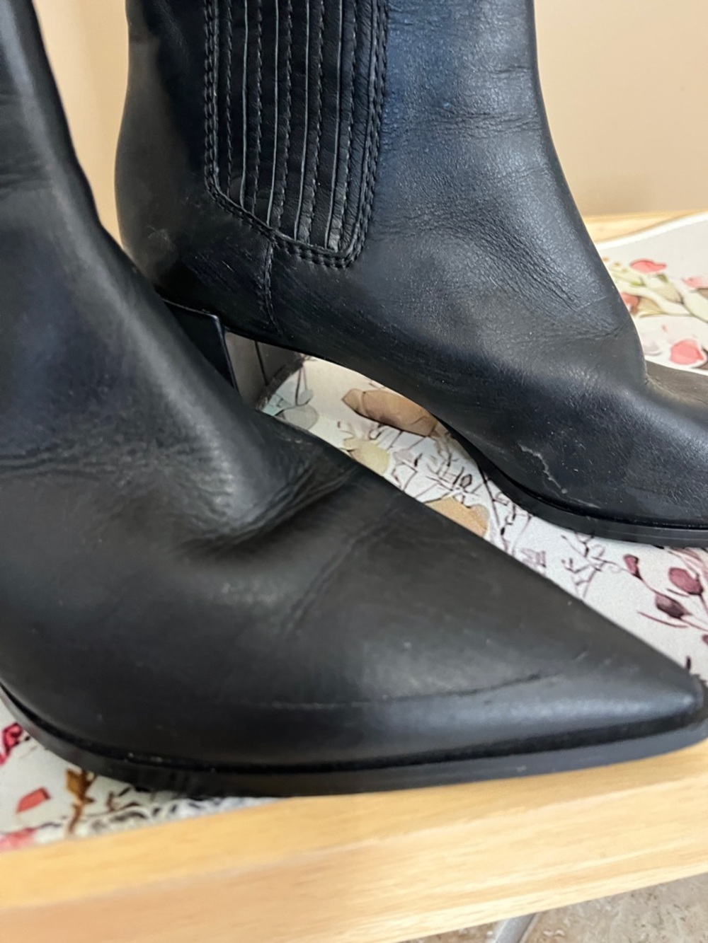 Zara Black Ankle Boots Pointed Toe Block Heel Chelsea Style Size 38 - Picture 11 of 15